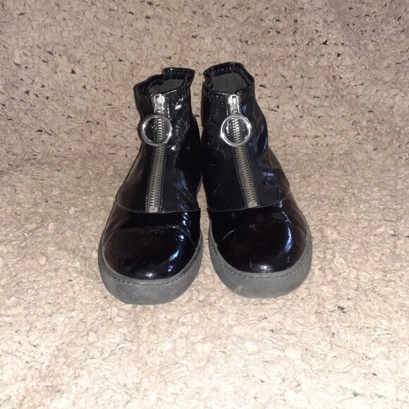 BOUTIQUE MOSCHINO-Black Patent Leather High Top Trainers-Sz 36-Excellent - Picture 3 of 8